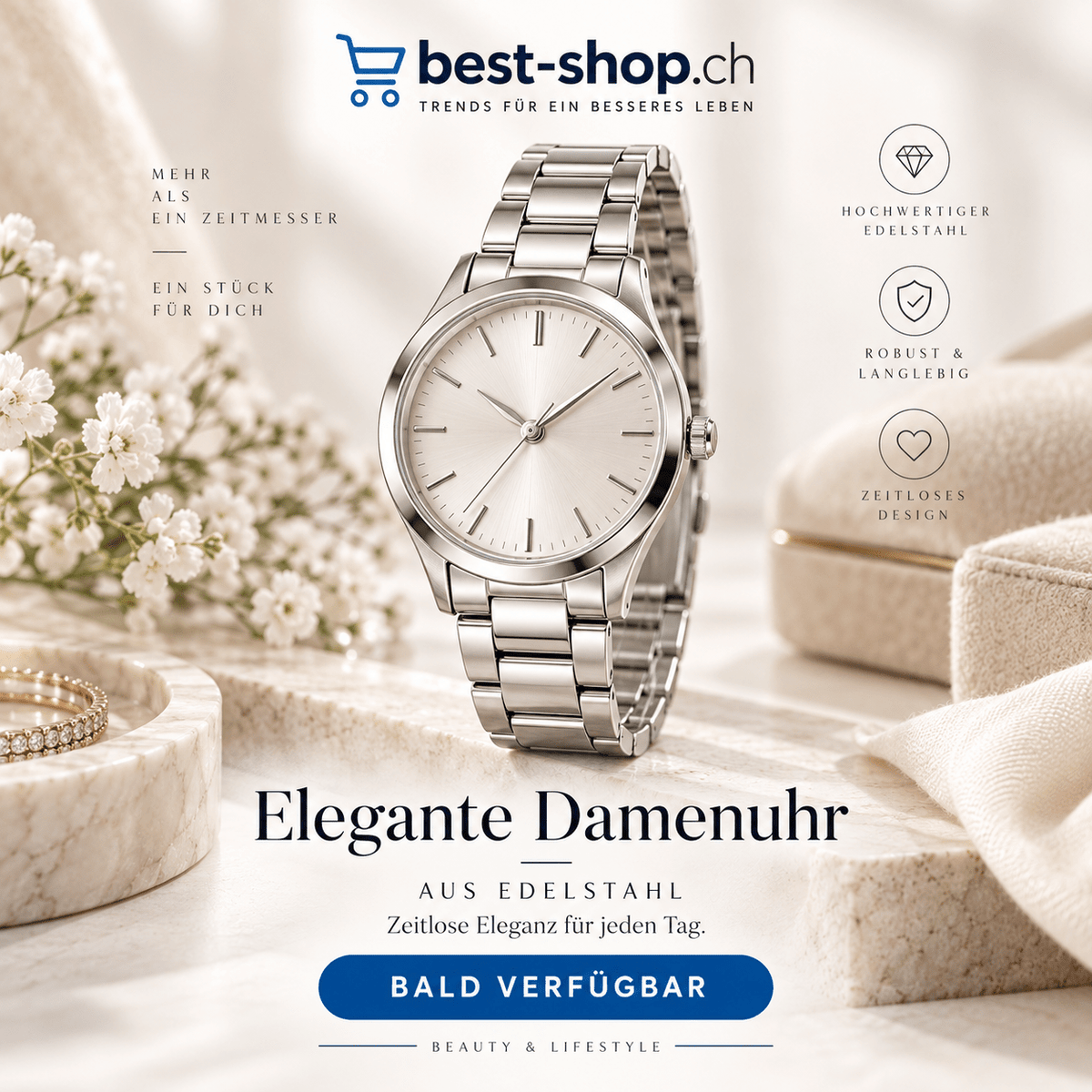 Elegante Damenuhr aus Edelstahl - best-shop
