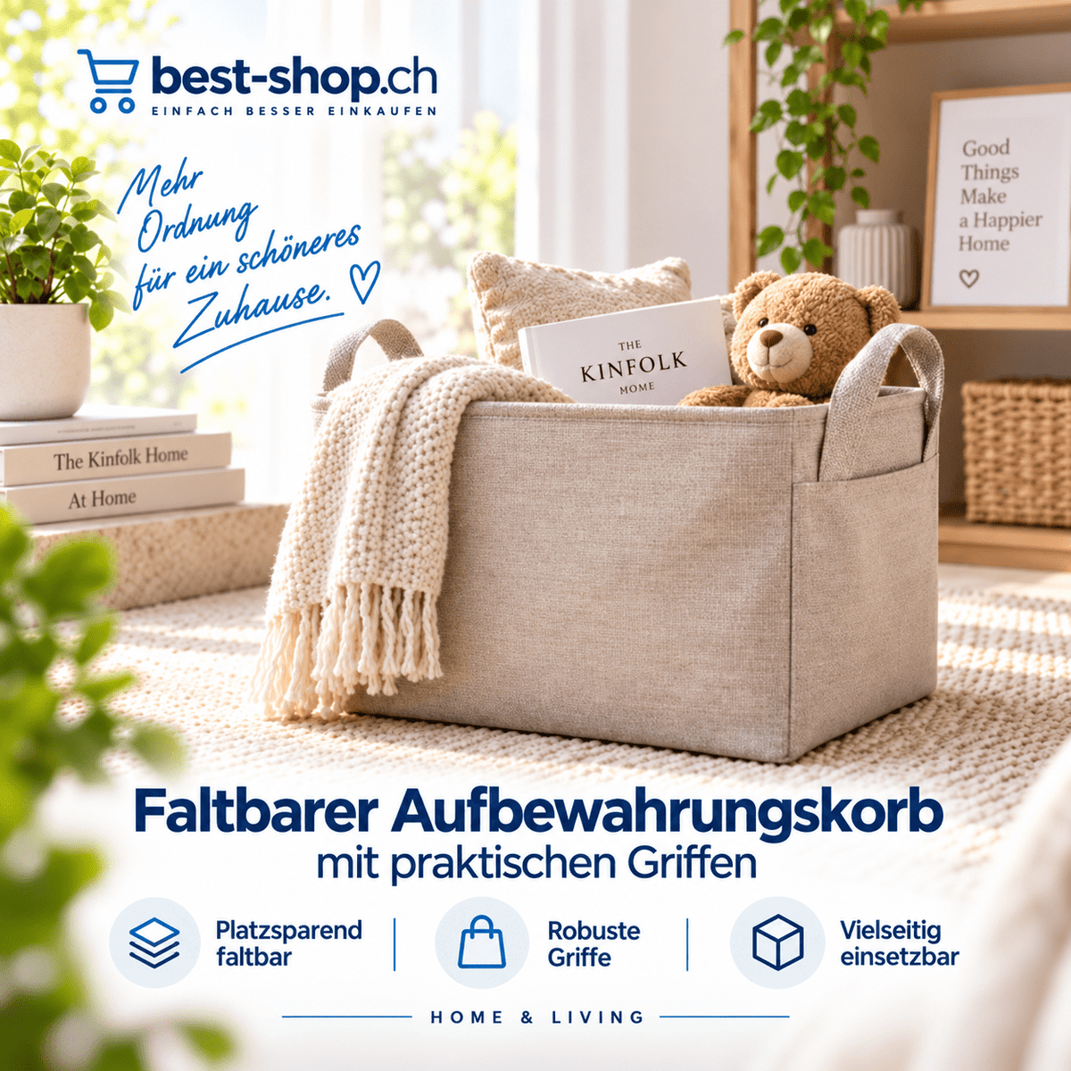 Faltbarer Aufbewahrungskorb mit Griffen - best-shop
