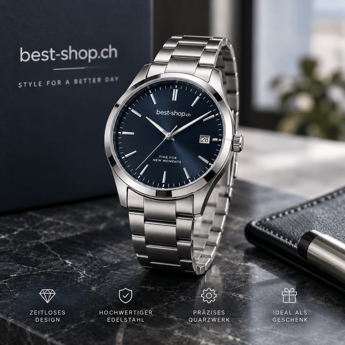 Klassische Herrenuhr aus Edelstahl - best-shop