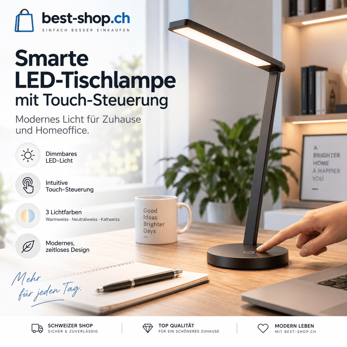 Smarte LED-Tischlampe mit Touch-Steuerung - best-shop