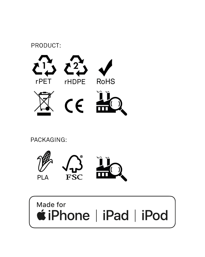 Zertifizierungen und Recyclinghinweise für das Apple MFi Lightning-Kabel